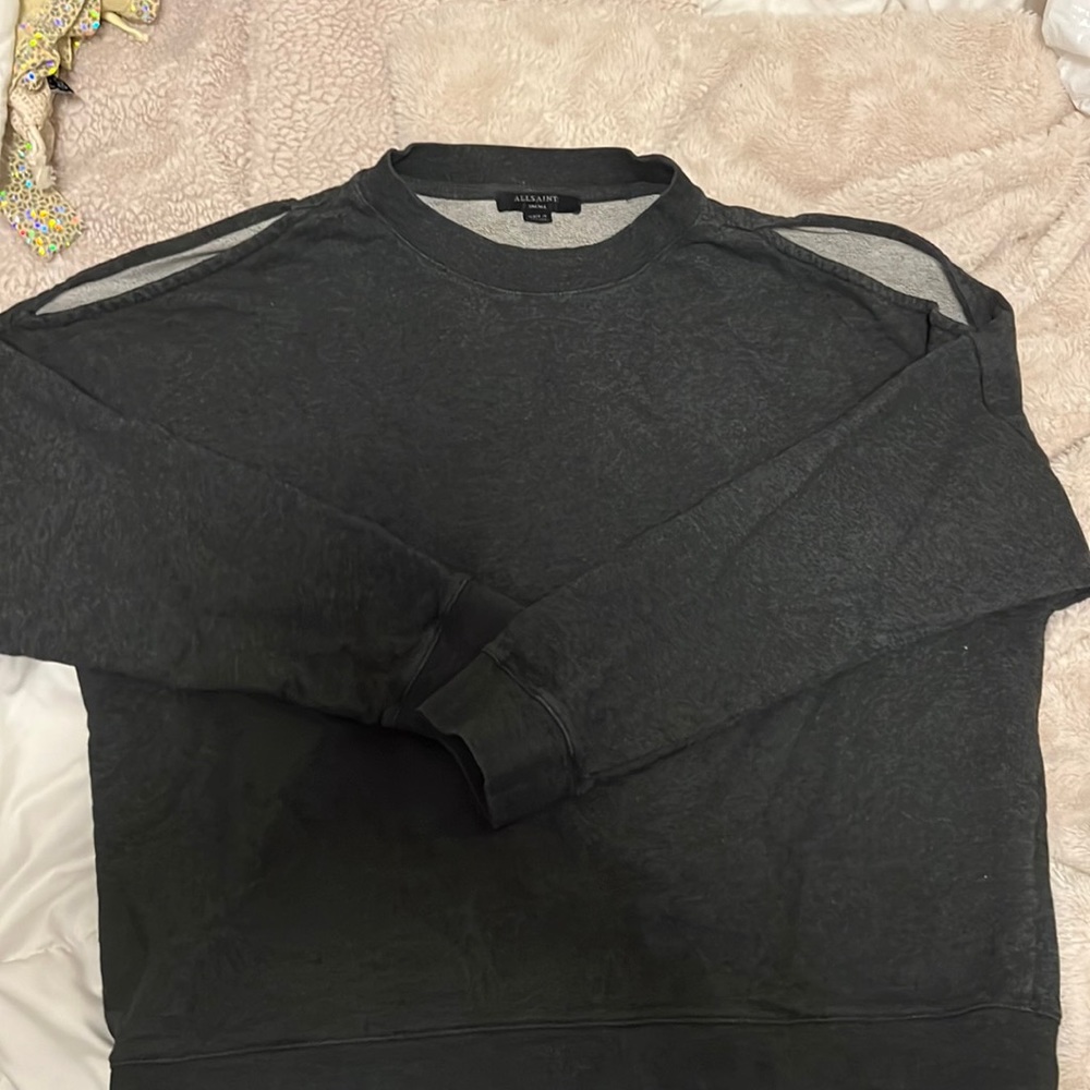 ALL SAINTS dark grey cold shoulder sweatshirt